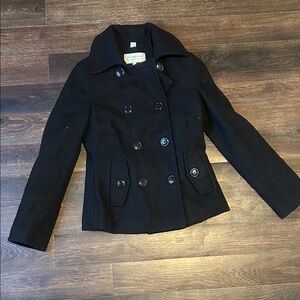 Classic Black Double-Breasted Peacoat